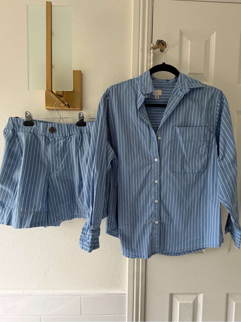 a new day Light Blue and White Striped Button-Up Shirt